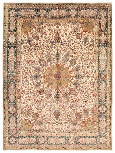 25415- Tabriz Persian Hand-knotted/Handmade/Authentic/Traditional Carpet/Rug / Size: 13'3" x 9'9"