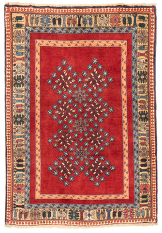 26105-Yalameh Hand-Knotted/Handmade Persian Rug/Carpet Tribal/Nomadic Authentic/ Size: 4'7" x 3'5"