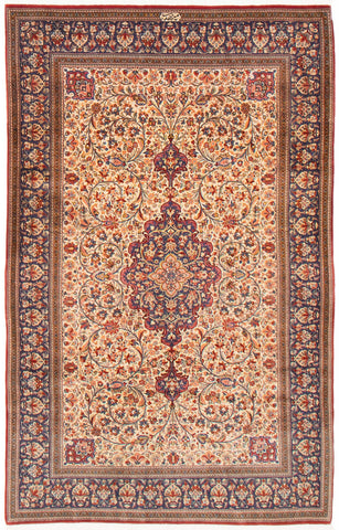 26143-Ghom Hand-knotted/Handmade Persian Rug/Carpet Traditional Authentic/ Size: 7'3" x 4'7"