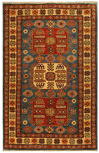 22469 -  Royal Kazak Hand-Knotted/Handmade Afghan Tribal/Nomadic Authentic/Size: 5'10" x 4'1"