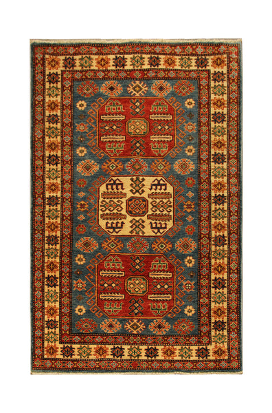 22469 -  Royal Kazak Hand-Knotted/Handmade Afghan Tribal/Nomadic Authentic/Size: 5'10" x 4'1"
