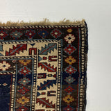 25409-Antique Kazak/Circa-1940/ Hand-Knotted/Handmade Afghan Rug/Carpet Tribal/Nomadic Authentic/ Size: 4'8" x 3'2"