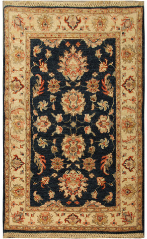 22298 - Chobi Ziegler Hand-Knotted/Handmade Afghan Rug/Carpet / Traditional/Authentic/Size: 4'2" x 2'7"