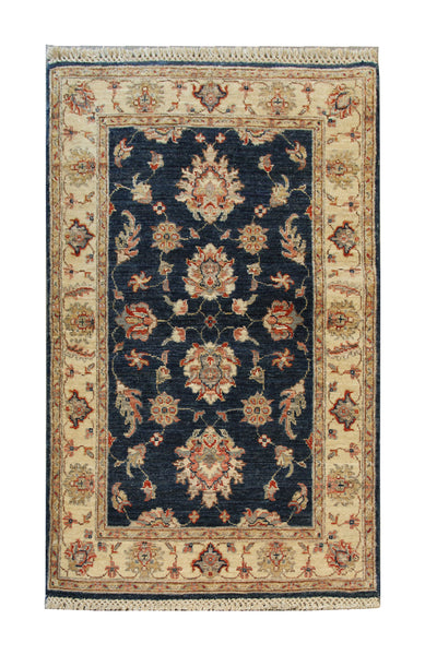 22296 - Chobi Ziegler Hand-Knotted/Handmade Afghan Rug/Carpet Traditional/Authentic/Size: 4'2" x 2'7"