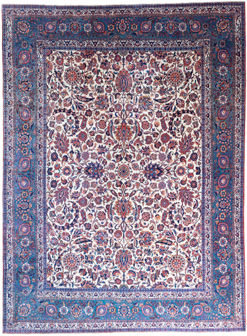 24798 - Antique Kashan (Circa 1920-1935) Handmade/Hand-Knotted Persian Rug/Traditional/Carpet Authentic/Size: 10'2" x 8'1"/310cm x 246cm