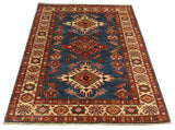 22449 -Royal Kazak Hand-Knotted/Handmade Afghan Tribal/Nomadic Authentic/Size: 4'10" x 3'5"