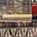 25409-Antique Kazak/Circa-1940/ Hand-Knotted/Handmade Afghan Rug/Carpet Tribal/Nomadic Authentic/ Size: 4'8" x 3'2"