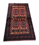 23408-Balutch Hand-Knotted/Handmade Afghan Rug/Carpet Tribal/Nomadic Authentic /Size: 5'10" x 3'4"