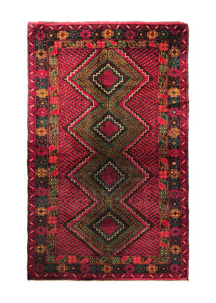 23403-Balutch Hand-Knotted/Handmade Afghan Rug/Carpet Tribal/Nomadic Authentic /Size: 6'5" x 3'4"