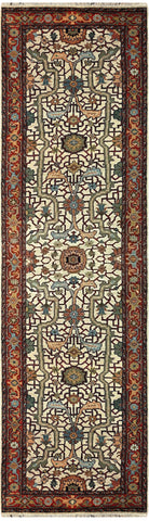 24772 - Royal Heriz Hand-Knotted/Handmade Indian Rug/Carpet Traditional/Authentic/Size 12'2" x 2'6"/371cm x 76cm