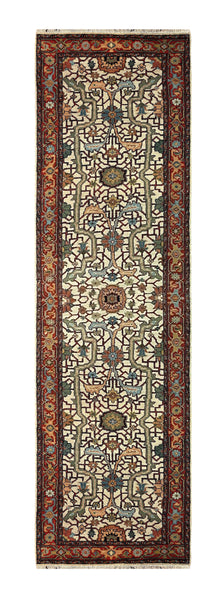 24790 - Royal Heriz Hand-Knotted/Handmade Indian Rug/Carpet Traditional/Authentic/Size: 10'3" x 2'6"
