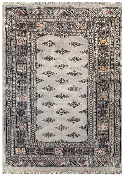 25042-Royal Bokhara Hand-Knotted/Handmade Pakistani Rug/Carpet Tribal/Nomadic Authentic/ Size: 6'4" x 4'6"/193cm x 137cm