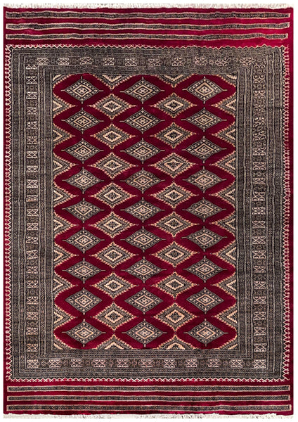 25205- Jaldar Hand-knotted/Handmade Pakistani Rug/Carpet Traditional Authentic/Size: 7'9" x 5'5"
