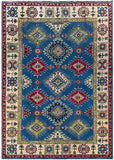 25278-Kazak Hand-Knotted/Handmade Afghan Rug/Carpet Tribal/Nomadic Authentic/ Size: 7’10” x 5’3”