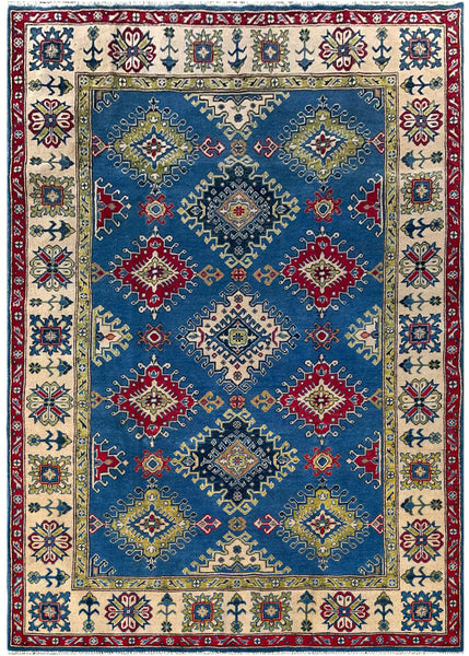 25278-Kazak Hand-Knotted/Handmade Afghan Rug/Carpet Tribal/Nomadic Authentic/ Size: 7’10” x 5’3”