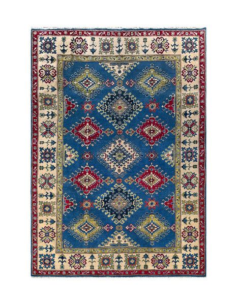 25278-Kazak Hand-Knotted/Handmade Afghan Rug/Carpet Tribal/Nomadic Authentic/ Size: 7’10” x 5’3”