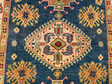 24990-Kazak Hand-Knotted/Handmade Afghan Rug/Carpet Tribal/Nomadic Authentic/ Size: 7'4" x 5'1"/224cm x 155cm