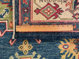 24990-Kazak Hand-Knotted/Handmade Afghan Rug/Carpet Tribal/Nomadic Authentic/ Size: 7'4" x 5'1"/224cm x 155cm