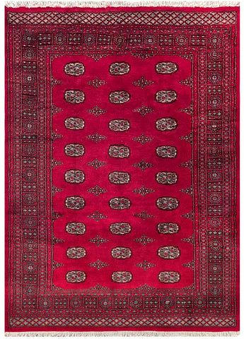 25027-Fine Bokhara Hand-Knotted/Handmade Pakistani Rug/Carpet Tribal/Nomadic Authentic/ Size: 8'2" x 5'7"/249cm x 170cm