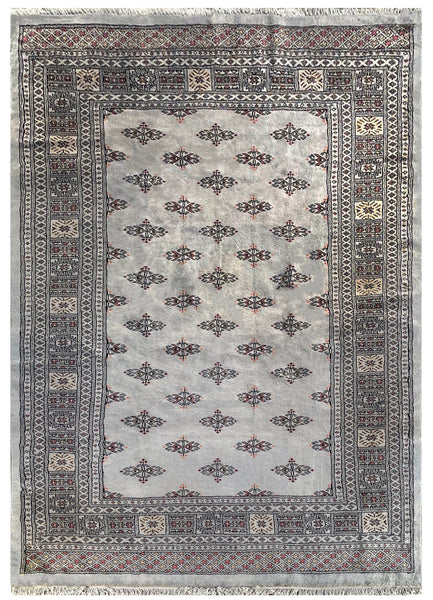 25046-Royal Bokhara Hand-Knotted/Handmade Pakistani Rug/Carpet Tribal/Nomadic Authentic/ Size: 7'11" x 5'7"/241cm x 170cm