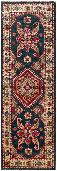 25273-Kazak Hand-Knotted/Handmade Afghan Rug/Carpet Tribal/Nomadic Authentic/ Size: 6’1” x 2’0”