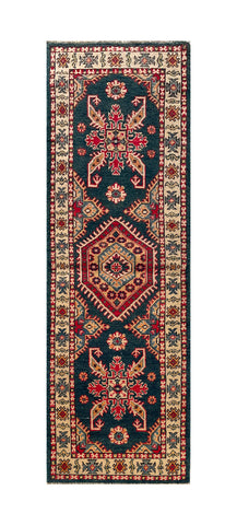 25273-Kazak Hand-Knotted/Handmade Afghan Rug/Carpet Tribal/Nomadic Authentic/ Size: 6’1” x 2’0”