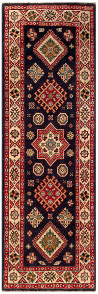 25275-Kazak Hand-Knotted/Handmade Afghan Rug/Carpet Tribal/Nomadic Authentic/ Size: 5’9” x 2’0”