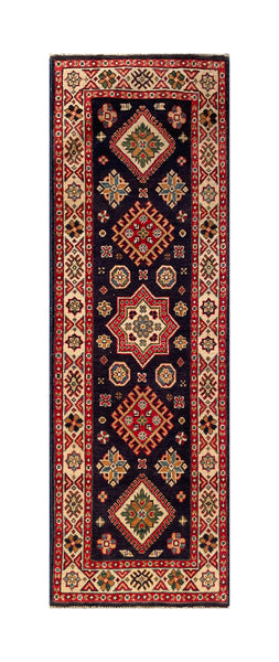 25275-Kazak Hand-Knotted/Handmade Afghan Rug/Carpet Tribal/Nomadic Authentic/ Size: 5’9” x 2’0”