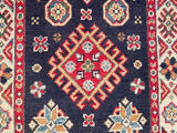 25275-Kazak Hand-Knotted/Handmade Afghan Rug/Carpet Tribal/Nomadic Authentic/ Size: 5’9” x 2’0”
