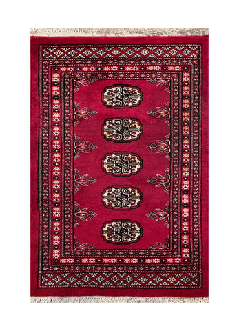 25068-Bokhara Hand-Knotted/Handmade Pakistani Rug/Carpet Tribal/Nomadic Authentic/ Size: 2'11" x 2'1"