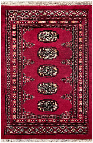 25068-Bokhara Hand-Knotted/Handmade Pakistani Rug/Carpet Tribal/Nomadic Authentic/ Size: 2'11" x 2'1"