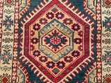 25274-Kazak Hand-Knotted/Handmade Afghan Rug/Carpet Tribal/Nomadic Authentic/ Size: 6’0” x 2’0”