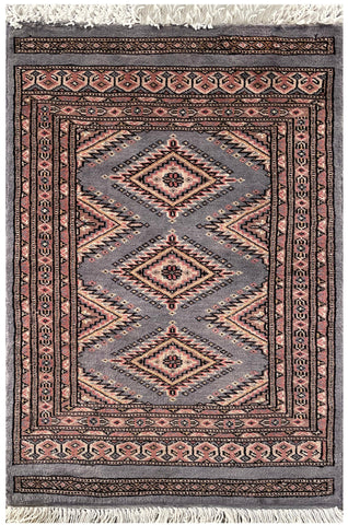 25072- Jaldar Hand-knotted/Handmade Pakistani Rug/Carpet Traditional Authentic/Size: 2'11" x 2'0"