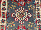25260-Kazak Hand-Knotted/Handmade Afghan Rug/Carpet Tribal/Nomadic Authentic/ Size: 5’10” x 1’11”