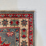 25260-Kazak Hand-Knotted/Handmade Afghan Rug/Carpet Tribal/Nomadic Authentic/ Size: 5’10” x 1’11”