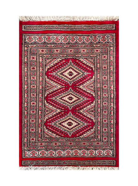 25075- Jaldar Hand-knotted/Handmade Pakistani Rug/Carpet Traditional Authentic/Size: 3'2" x 2'1"