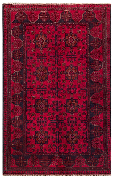 25324- Khal Mohammad Afghan Hand-Knotted Authentic/Traditional/Carpet/Rug/ Size: 6'5" x 4'0"