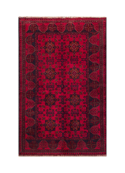 25324- Khal Mohammad Afghan Hand-Knotted Authentic/Traditional/Carpet/Rug/ Size: 6'5" x 4'0"