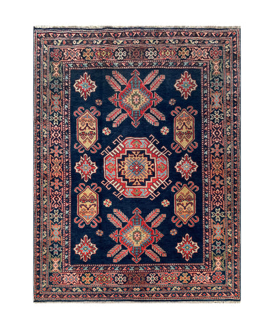 25319-Kazak Hand-Knotted/Handmade Afghan Rug/Carpet Tribal/Nomadic Authentic/ Size: 6’8” x 5’0”