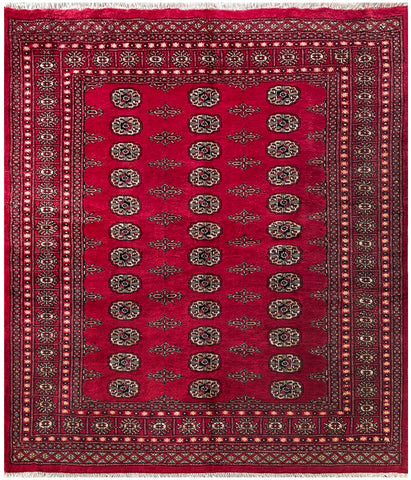 25230-Bokhara Hand-Knotted/Handmade Pakistani Rug/Carpet Tribal/Nomadic Authentic/ Size: 6'3" x 5'6"