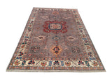 25001-Royal Kazak Hand-Knotted/Handmade Afghan Rug/Carpet Tribal/Nomadic Authentic/ Size: 8’2” x 5’6”/249cm x 168cm