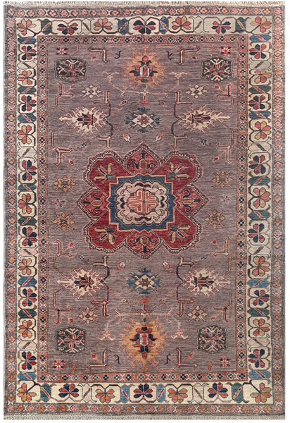 25001-Royal Kazak Hand-Knotted/Handmade Afghan Rug/Carpet Tribal/Nomadic Authentic/ Size: 8’2” x 5’6”/249cm x 168cm