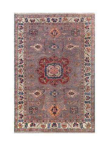 25001-Royal Kazak Hand-Knotted/Handmade Afghan Rug/Carpet Tribal/Nomadic Authentic/ Size: 8’2” x 5’6”