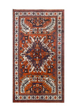 24984-Antique Kazak Hand-Knotted/Handmade Afghan Rug/Signed/Carpet Tribal/Nomadic Authentic/ Size/: 8'10" x 4'8"