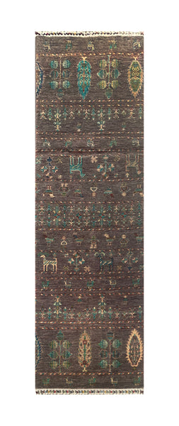 25006- Chobi Ziegler Afghan Hand-Knotted Contemporary/Traditional/Size: 9'7" x 2'9"