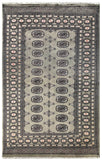 25047-Bokhara Hand-Knotted/Handmade Pakistani Rug/Carpet Tribal/Nomadic Authentic/ Size: 6'4" x 4'0"/193cm x 122cm