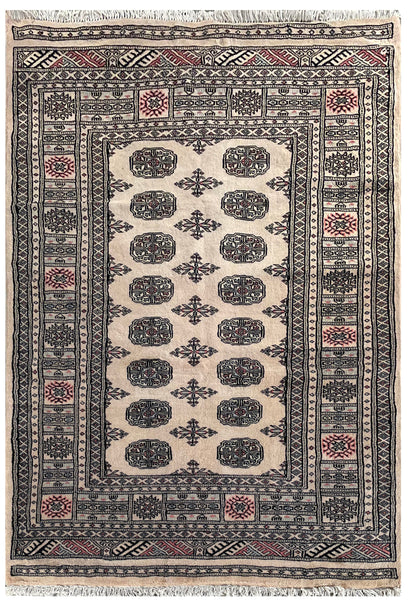 25054-Royal Bokhara Hand-Knotted/Handmade Pakistani Rug/Carpet Tribal/Nomadic Authentic/ Size: 5'10" x 4'1"