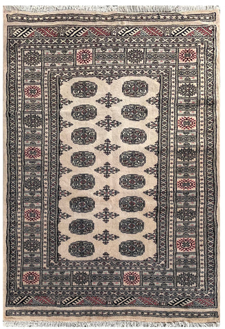 25054-Royal Bokhara Hand-Knotted/Handmade Pakistani Rug/Carpet Tribal/Nomadic Authentic/ Size: 5'10" x 4'1"/178cm x 124cm