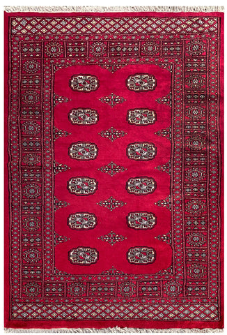 25053-Royal Bokhara Hand-Knotted/Handmade Pakistani Rug/Carpet Tribal/Nomadic Authentic/ Size: 6'1" x 4'1"/185cm x 124cm