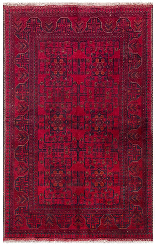 25389- Khal Mohammad Afghan Hand-Knotted Authentic/Traditional/Carpet/Rug/ Size: 6'6" x 4'1"